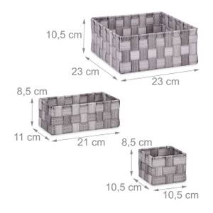 Lot de 4 paniers de rangement tressés Gris - Métal - Matière plastique - 23 x 11 x 23 cm