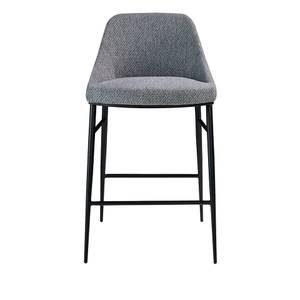 Tabouret en tissu avec pieds en noir Gris - Textile - 49 x 90 x 53 cm