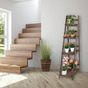 Etagère escalier fleurs bois brun foncé Marron - Bois manufacturé - 41 x 160 x 49 cm