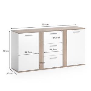 Sideboard Novelli mit 2 Türen Eiche Sonoma Dekor - Weiß