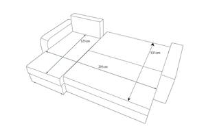 Ecksofa HEWLI BIS Steingrau - Breite: 235 cm - Ecke davorstehend rechts