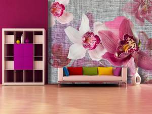 Fototapete Blumen Pink - Naturfaser - Textil - 360 x 270 x 270 cm