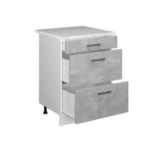 Unterschrank R-Line 60cm Beton/Weiß mi Beton Dekor - Weiß