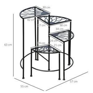 Blumenregal 845-854V00BK Braun - Metall - 55 x 63 x 57 cm