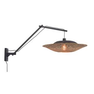 Wandlampe Kalimantan Flat Schwarz - 60 x 55 x 105 cm - Durchmesser: 60 cm - Bambus - Durchmesser Lampenschirm: 60 cm