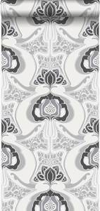 papier peint motif floral Art Nouveau 70 Noir - Fibres naturelles - Textile - 53 x 1005 x 1005 cm