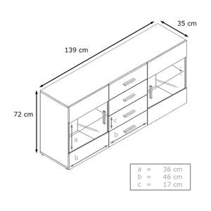 Sideboard Bari V1 Eiche Sägerau Dekor - Weiß - Breite: 139 cm