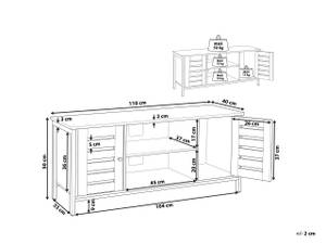 Meuble TV VILSECK Noir - Marron - Bois manufacturé - 110 x 50 x 40 cm