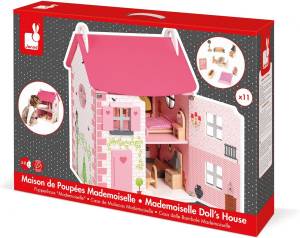 Mademoiselle Puppenhaus Pink - Massivholz - 30 x 54 x 41 cm