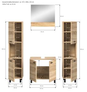 Badkombination Boston/Tampa (4er-Set) Braun - Holzwerkstoff - 33 x 186 x 137 cm