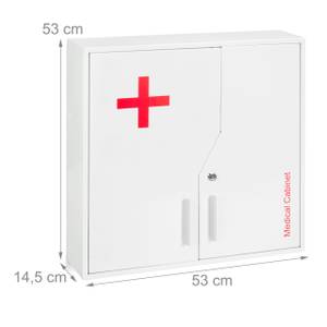 Abschließbarer Medizinschrank mit Kreuz Rot - Weiß - Metall - 53 x 53 x 15 cm