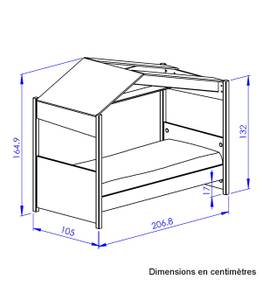 Lit Cabane Industriel 90x200 cm - Dakar Marron - Bois manufacturé - 207 x 165 x 105 cm