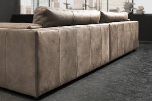 Big Sofa RAINA Taupe - Breite: 254 cm - Echtleder - Textil