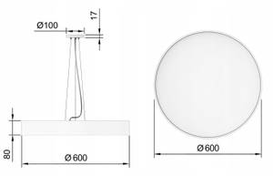 Ring Office Pendelleuchte, Büroleuchte Schwarz - Metall - 60 x 140 x 60 cm