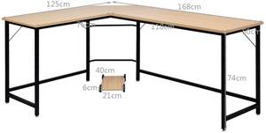 Computertisch L-Form Braun - Holzwerkstoff - 125 x 74 x 168 cm