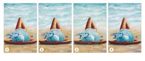 Acrylbild handgemalt Beach Beauty Beige - Blau - Massivholz - Textil - 60 x 90 x 4 cm
