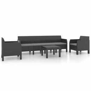 Garten-Lounge-Set Grau - Kunststoff - Polyrattan - 65 x 76 x 240 cm