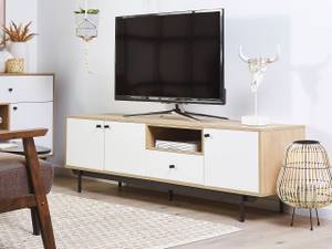 Meuble TV ITACA Noir - Marron - Blanc - Bois manufacturé - 163 x 50 x 40 cm