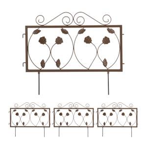 4-tlg. Beetzaun aus Metall Braun - Metall - 57 x 47 x 2 cm