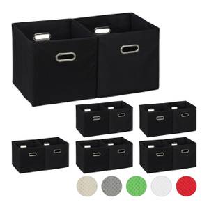 12 x Aufbewahrungsbox Stoff schwarz Schwarz - Silber