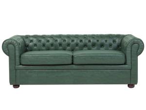 Chesterfield Sofa CHESTERFIELD Grün - Eiche Dunkel - 195 x 70 x 76 cm - Kunstleder