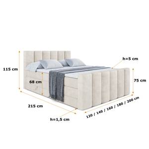 Boxspringbett BOXI1-Z KING Beige - Breite: 160 cm