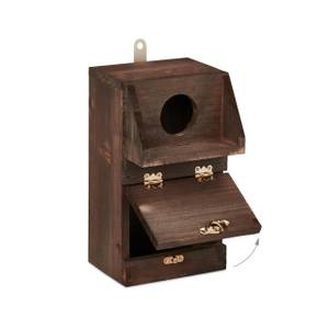 Nichoir d’extérieur pour oiseaux Marron - Doré - Bois manufacturé - Métal - 14 x 25 x 14 cm