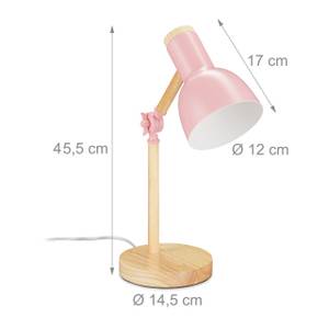 Schreibtischlampe Holz verstellbar Braun - Pink - Weiß - Holzwerkstoff - Metall - Kunststoff - 15 x 46 x 15 cm