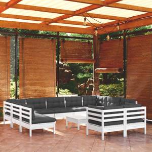 12-tlg. Garten-Lounge-Set mit Kissen Weiß