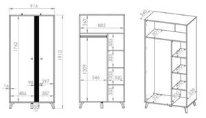 Kleiderschrank ELIZABETH Braun - Holzwerkstoff - 92 x 191 x 54 cm