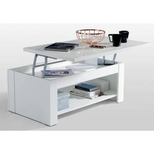 Table basse blanc plateau relevable COOL Blanc - Bois manufacturé - 110 x 44 x 65 cm