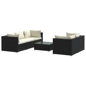 Garten-Lounge-Set (6-teilig) 3013630-3 Schwarz - Creme - Weiß