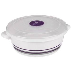 Mikrowelle Lebensmittelbox 2 L rund Violett - Weiß - Kunststoff - 23 x 8 x 23 cm
