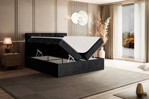 Boxspringbett OHIO Schwarz - Breite: 120 cm - H4