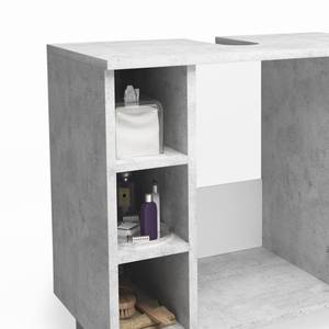 Meuble sous-lavabo Fynn blanc béton Gris - Blanc - Bois manufacturé - 60 x 54 x 32 cm