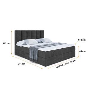 Boxspringbett BOXI1 Schwarz - Breite: 120 cm - H3