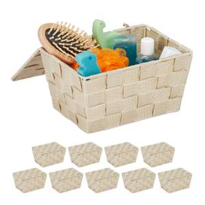 10x Paniers de rangement avec couvercle Beige