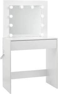 Schminktisch Lana Weiß - Holzwerkstoff - Glas - 80 x 140 x 40 cm