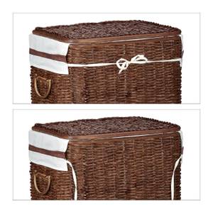 Wäschekorb 2er Set Rot - Weiß - Rattan - Textil - 47 x 57 x 34 cm