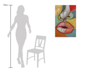 Acrylbild handgemalt Blow me a Kiss Massivholz - Textil - 60 x 90 x 3 cm