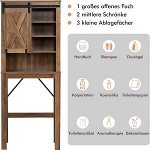 Toilettenschrank Toilettenregal Holz Braun - Holzwerkstoff - 25 x 172 x 67 cm