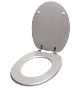 WC-Sitz Absenkautomatik Crystal Silver Silber - Holzwerkstoff - 38 x 6 x 47 cm