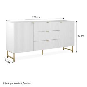 Sideboard mit Schubladen 2425 Gold - Weiß - Holzwerkstoff - 179 x 90 x 39 cm