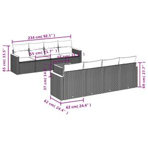 Gartensitzgruppe K4715(9-tlg) Schwarz - Massivholz - 69 x 62 x 55 cm