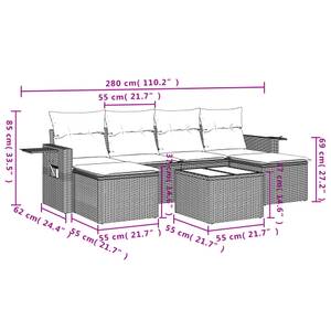 Gartensitzgruppe K890(7-tlg) Schwarz - Massivholz - 69 x 62 x 55 cm