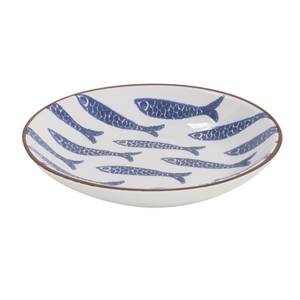 Assiette creuse Poissons  bleu x6 Céramique - 24 x 4 x 24 cm