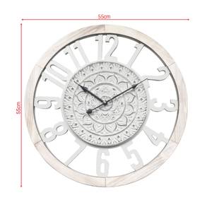 Horloge murale Carya Blanc - En partie en bois massif - 5 x 55 x 55 cm