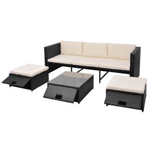 Gartenmöbel-Set Schwarz - Polyrattan - 56 x 28 x 66 cm