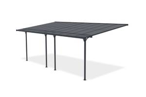 Pergola/Carport KLEO adossé XL Gris - Largeur : 600 cm