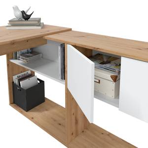 Bureau Riverside Nœuds blancs et chêne Blanc - Bois manufacturé - 108 x 70 x 140 cm